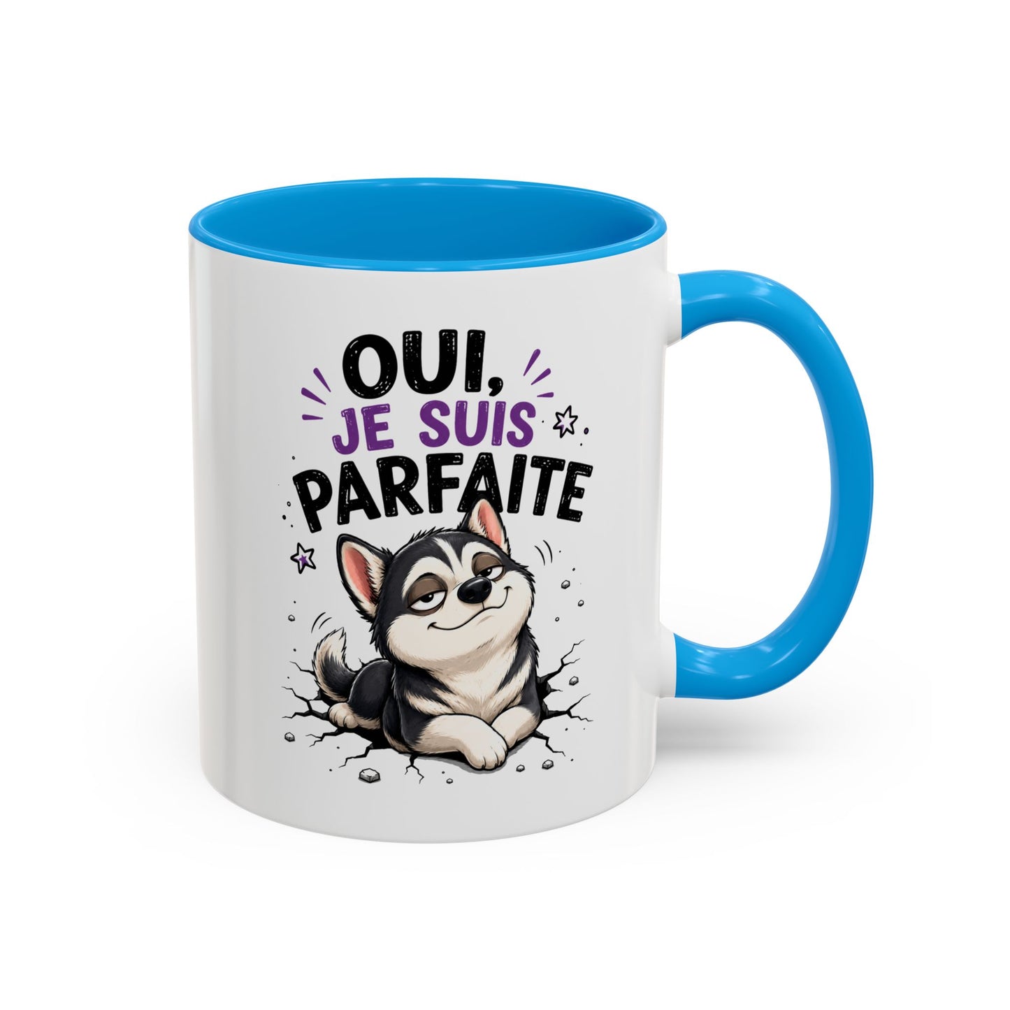 Tasse Husky Drôle Femme – Mug Chien Husky "Oui Je Suis Parfaite" – Cadeau Original Amoureuse des Chiens Huskys 325 ml