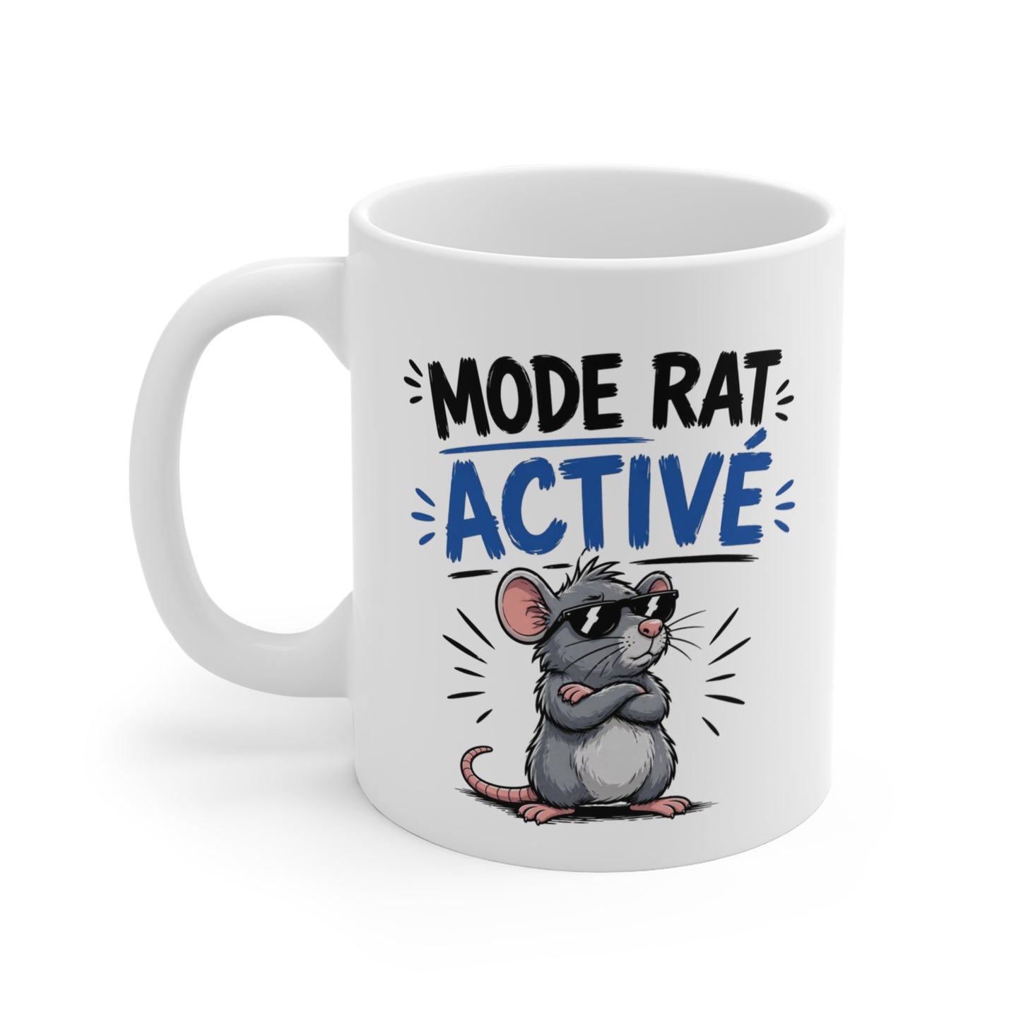 Tasse Mode Rat Activé – Mug Souris Humoristique – Cadeau Humour Animal Homme Femme 325ml