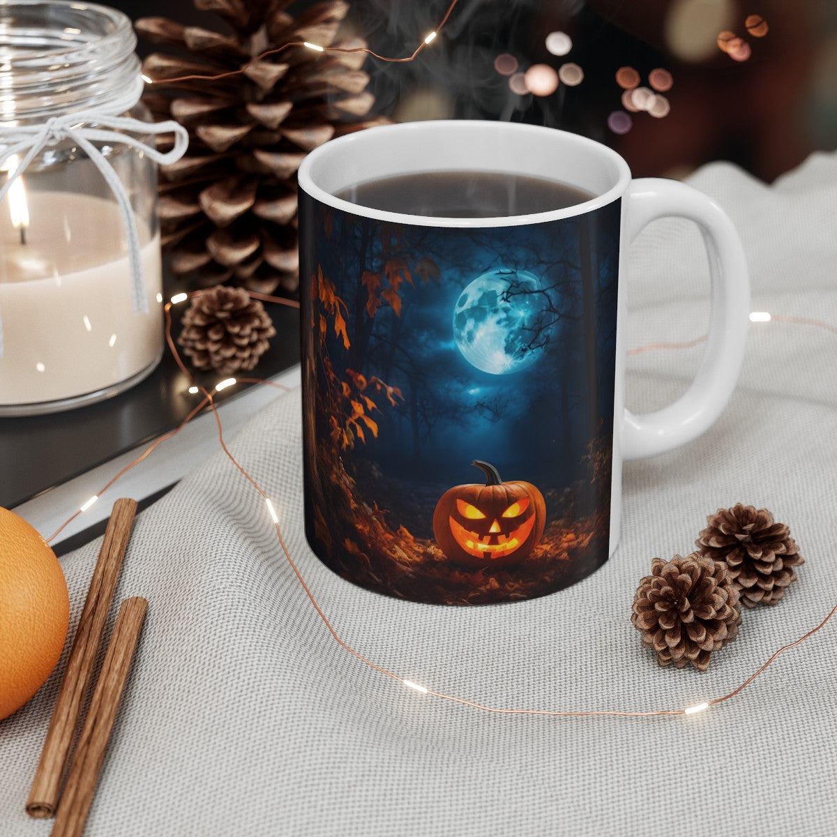Mug Citrouille Halloween "Citrouille Terrifiante sous la Lune"