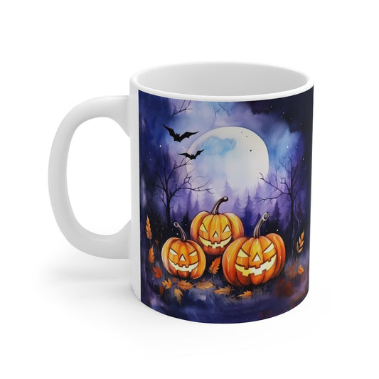 Mug Tasse Halloween "Citrouilles Magiques sous la Pleine Lune" idée cadeau Halloween pour enfant et adulte