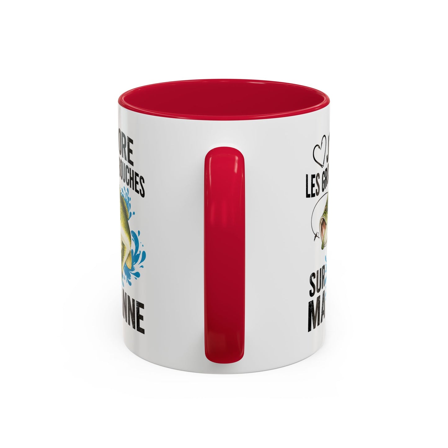 Mug Pêche Grosses Bouches – Tasse Humoristique Poisson – Cadeau Homme Pêcheur Passionné – 325 ml Noir Bleu Rouge