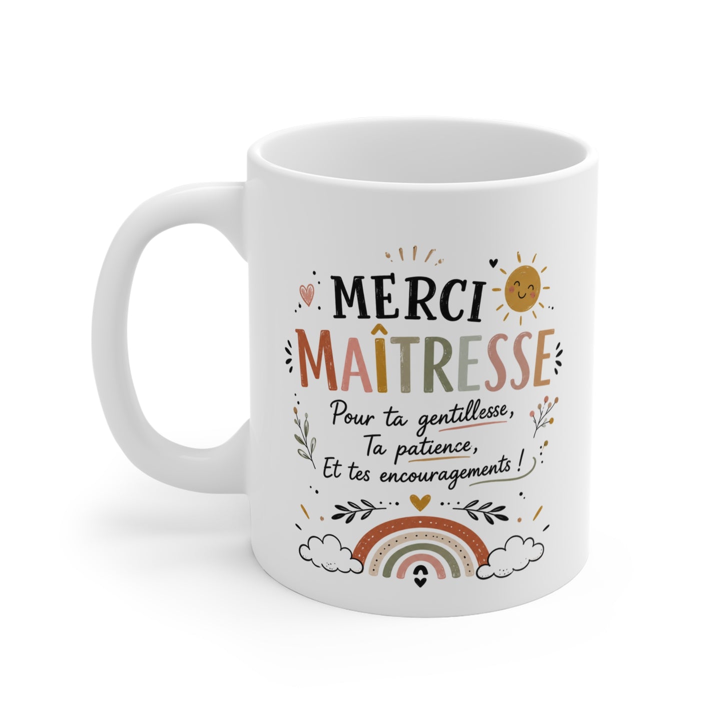 Tasse Merci Maîtresse – Mug Cadeau Maîtresse École Maternelle Primaire – Cadeau Femme 325ml