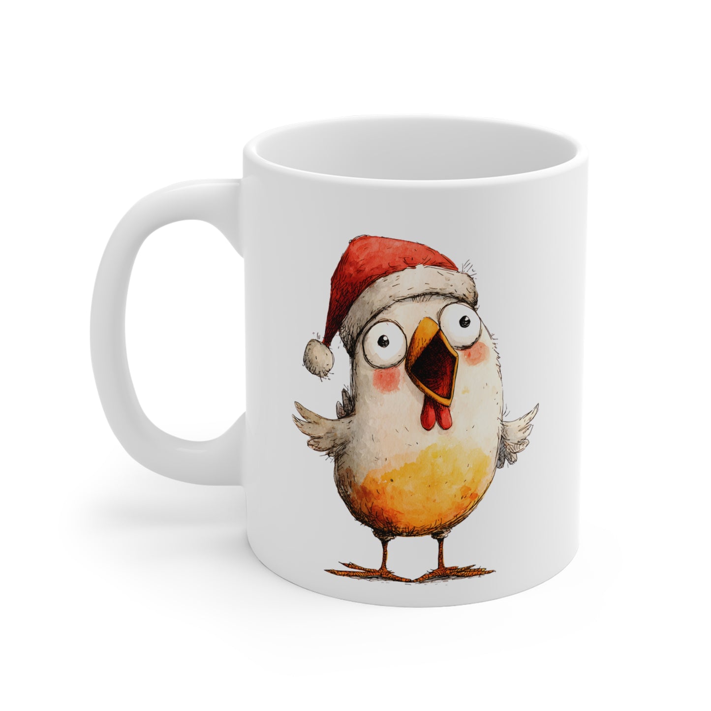 Tasse Céramique Oiseau Noël Rigolo – Mug Hiver Humoristique – Cadeau Original Festif 325 ml