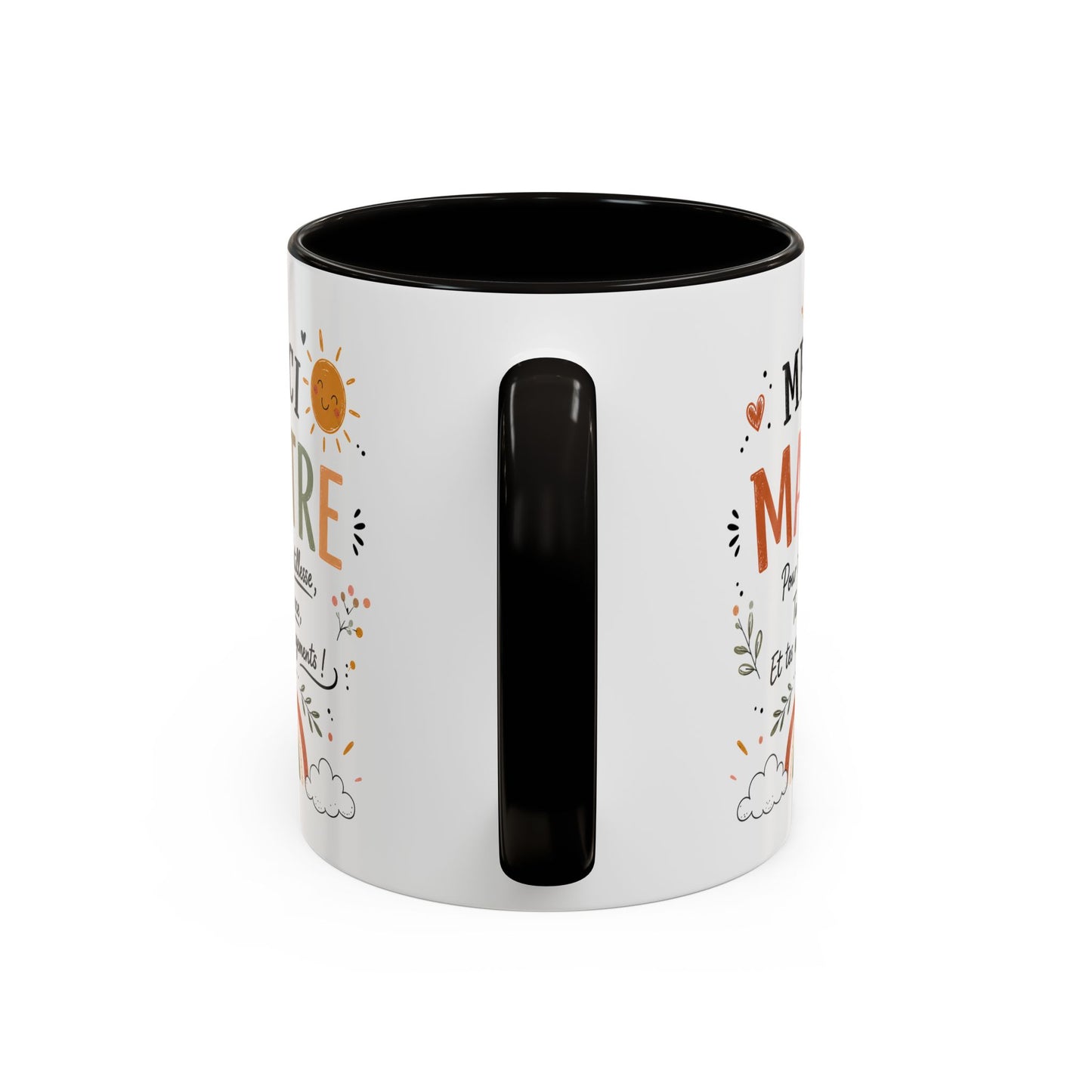 Tasse Merci Maître – Mug Remerciement École Primaire – Cadeau Fin d’Année Enseignant Homme 325ml Noir Bleu Rouge