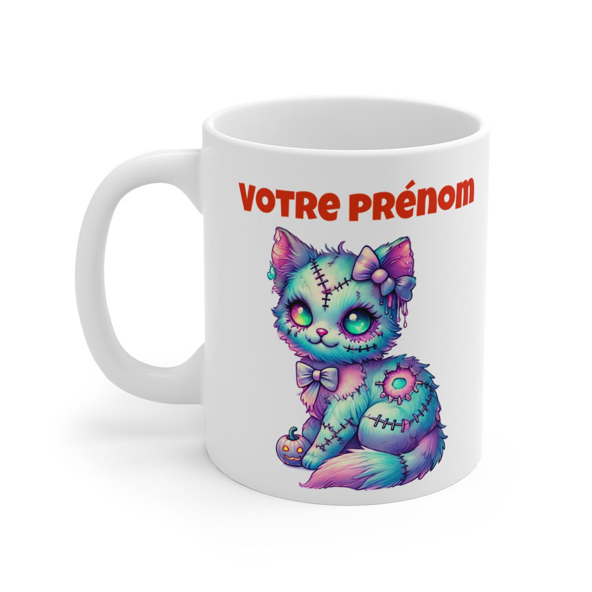 Tasse Mug Chat Zombie Personnalisable Halloween en Céramique - Idée Cadeau Originale - pour Enfants et Adultes - Tasse à Café