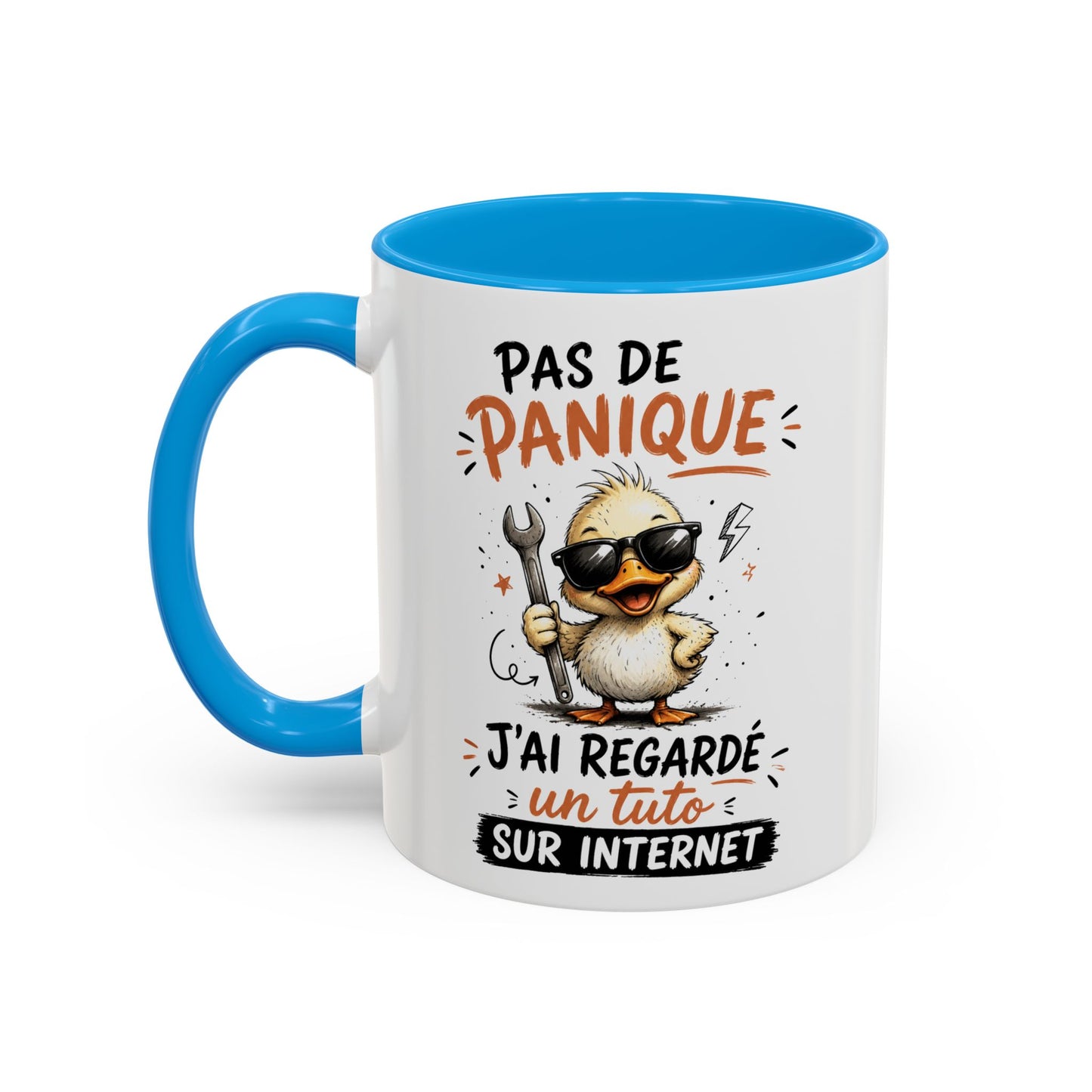 Tasse Humoristique Bricolage – Pas de Panique J’ai Regardé un Tuto sur Internet – Mug Canard Drôle 325ml