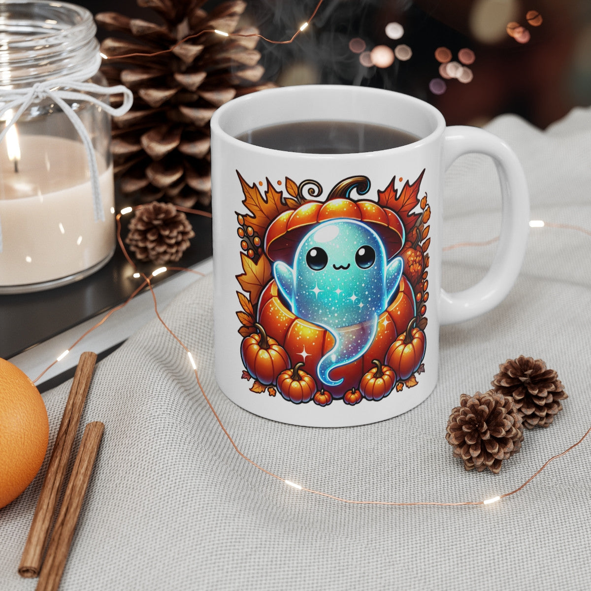 Tasse Mug Fantôme Citrouille en Céramique Halloween - Idée Cadeau Originale pour Enfants et Adultes