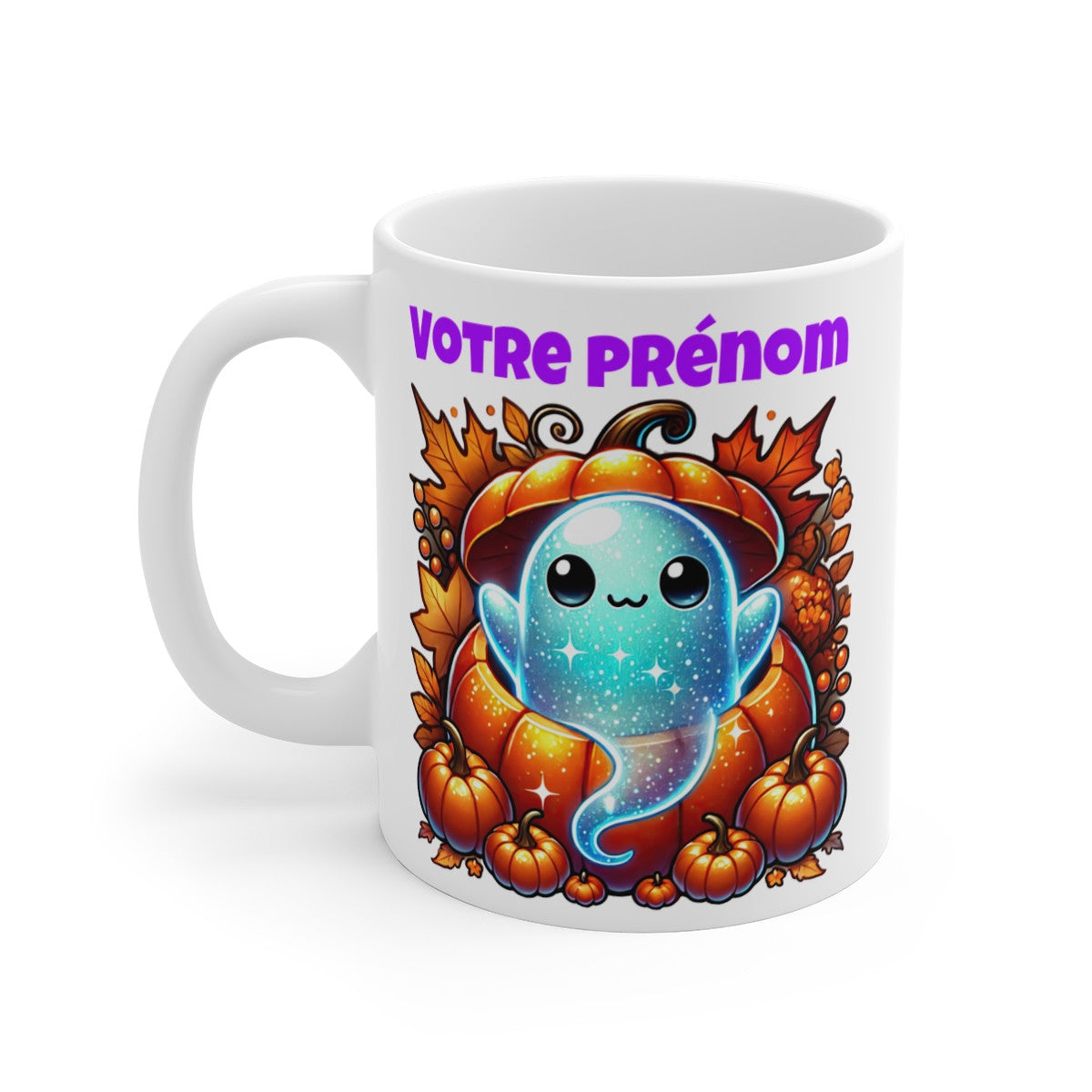 Tasse Mug Fantôme Citrouille en Céramique Halloween - Personnalisable - Idée Cadeau Originale - pour Enfants et Adultes