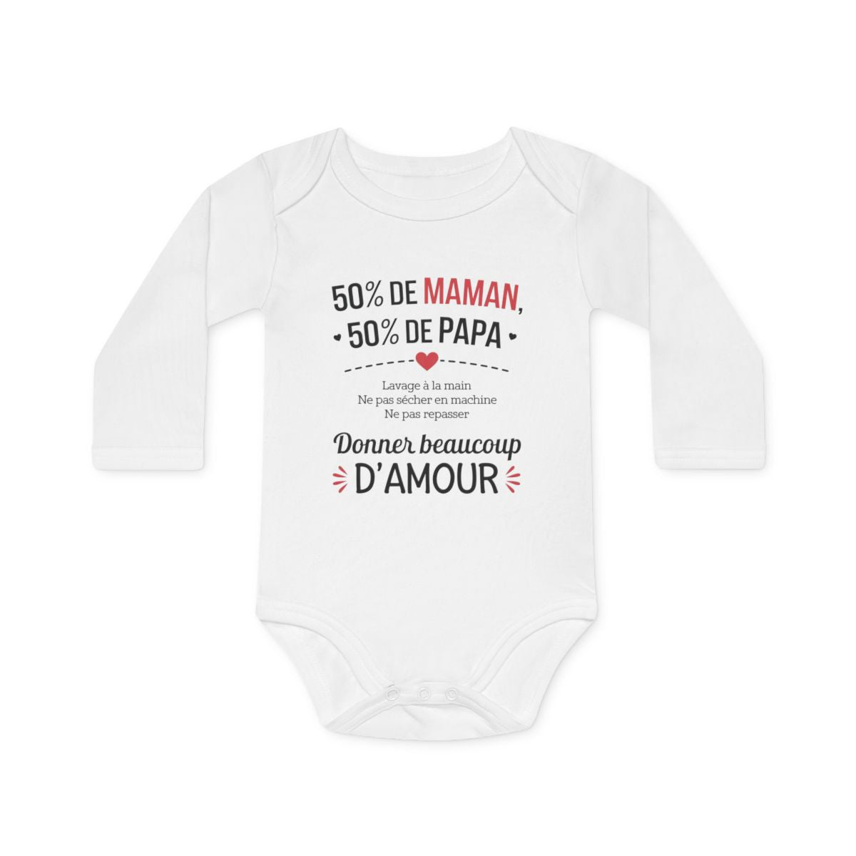 Body bébé  drôle "50% de maman, 50% de papa" - Doux, coton