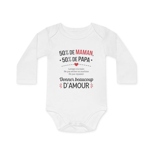 Body bébé  drôle "50% de maman, 50% de papa" - Doux, coton