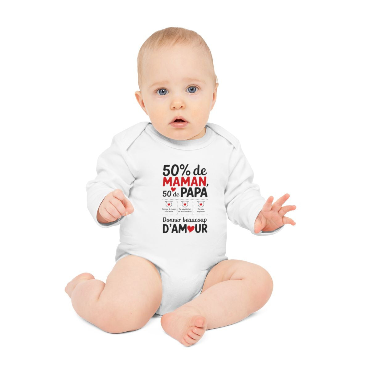 Body bébé "50% de maman, 50% de papa" - Coton doux, humour