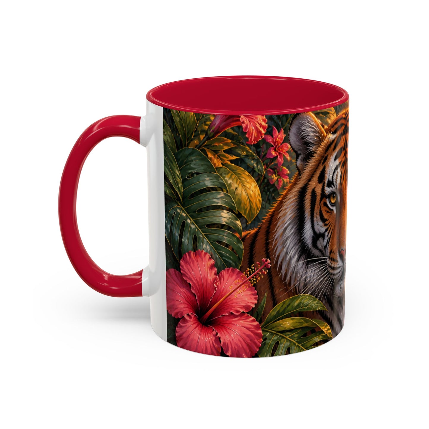 Tasse Tigre Tropical – Mug Jungle avec Tigre Majestueux, Fleurs Exotiques et Cascade au Soleil Couchant – Design Safari 325ml