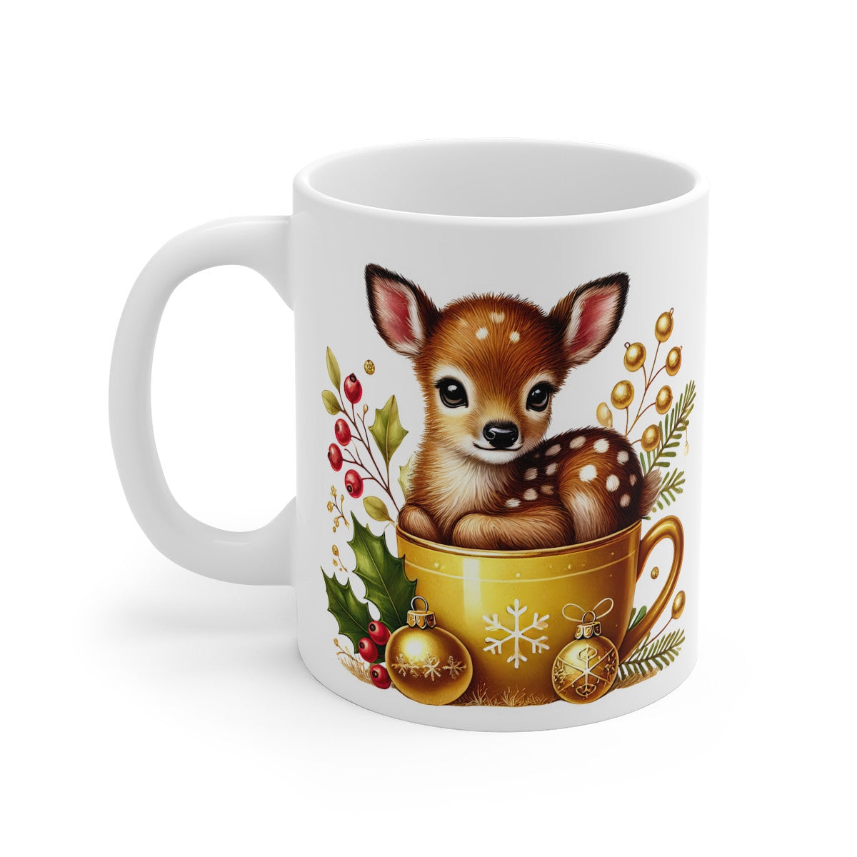 Tasse Mug Faon en Céramique Noël - Idée Cadeau Originale - pour Enfants et Adultes Tasse à Café Décorative