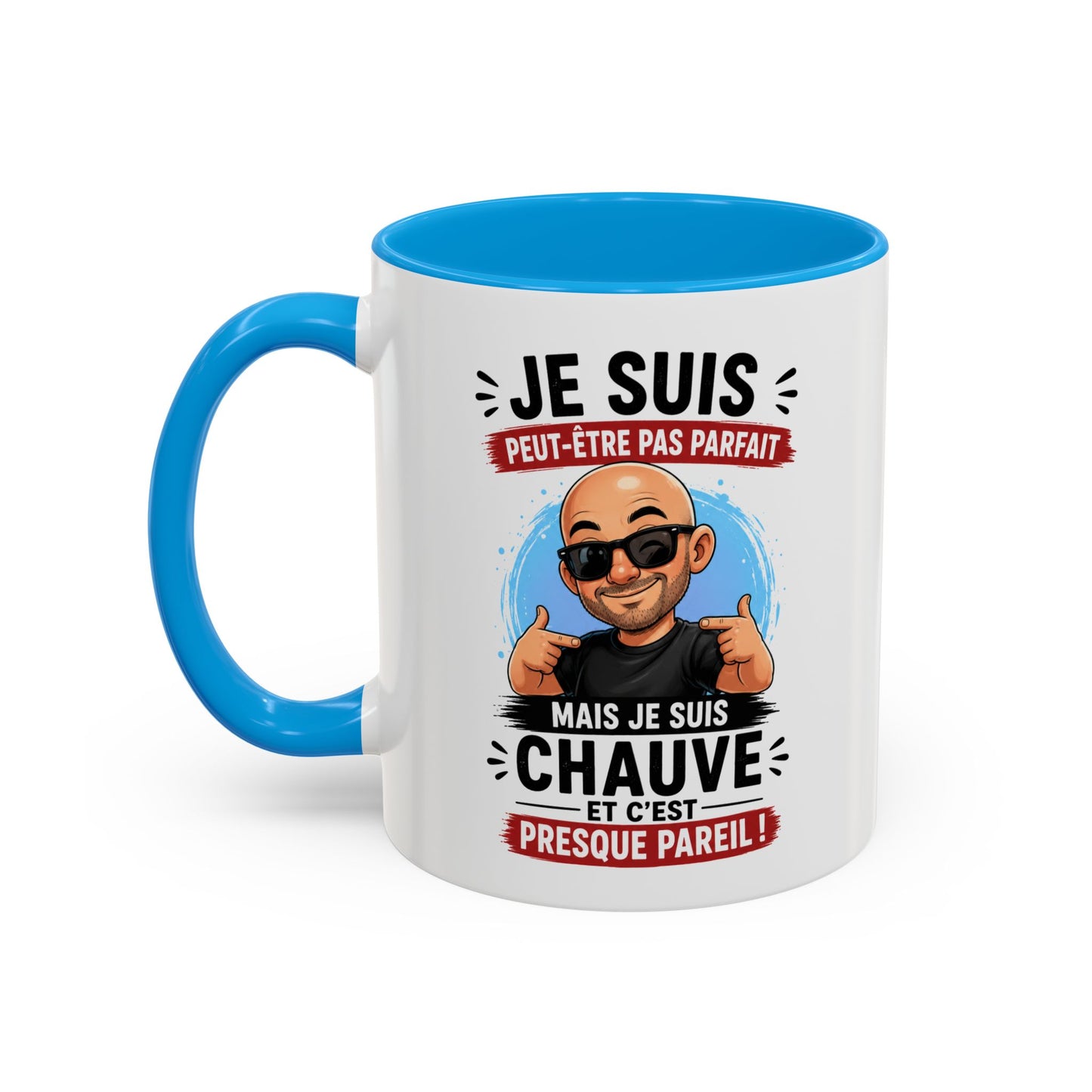 Tasse Je Suis Peut-Être Pas Parfait Mais Je Suis Chauve – Mug Humour Homme Chauve – Cadeau Homme 325ml