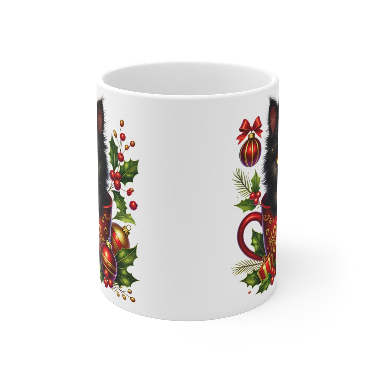 Tasse Mug Chat Noir en Céramique Noël - Idée Cadeau Originale - pour Enfants et Adultes Tasse à Café