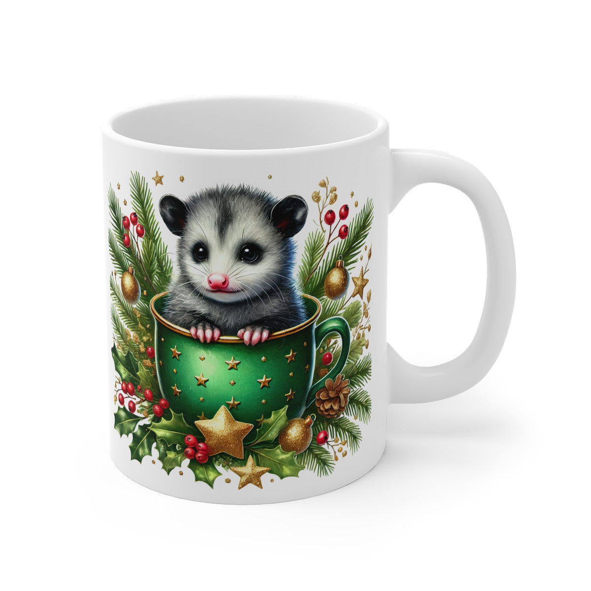 Tasse Mug Opossum en Céramique Noël - Idée Cadeau Originale - pour Enfants et Adultes Tasse à Café Festive
