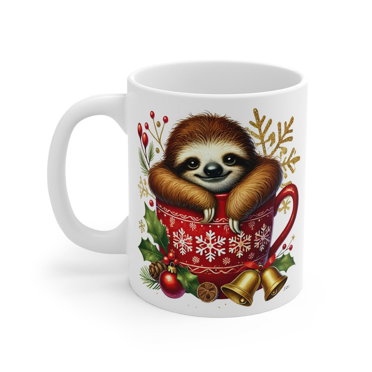 Tasse Mug Paresseux en Céramique Noël - Idée Cadeau Originale - pour Enfants et Adultes Tasse à Café Festive
