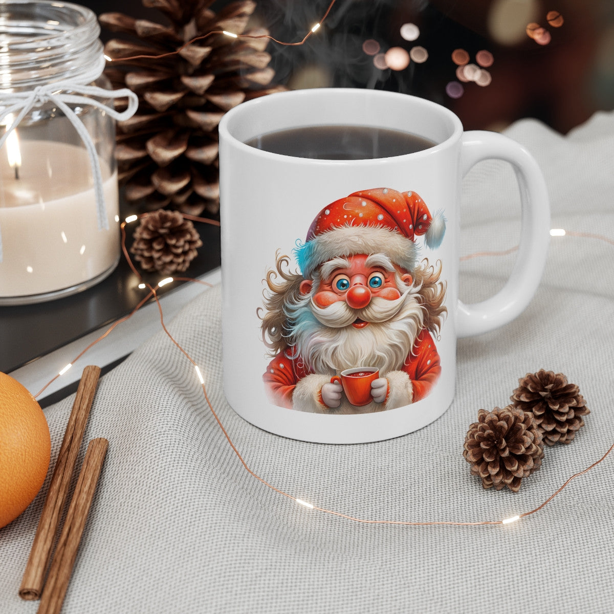 Tasse de Noël "Père Noël et Chocolat Chaud" - Mug Festif en Céramique pour Moments Gourmands