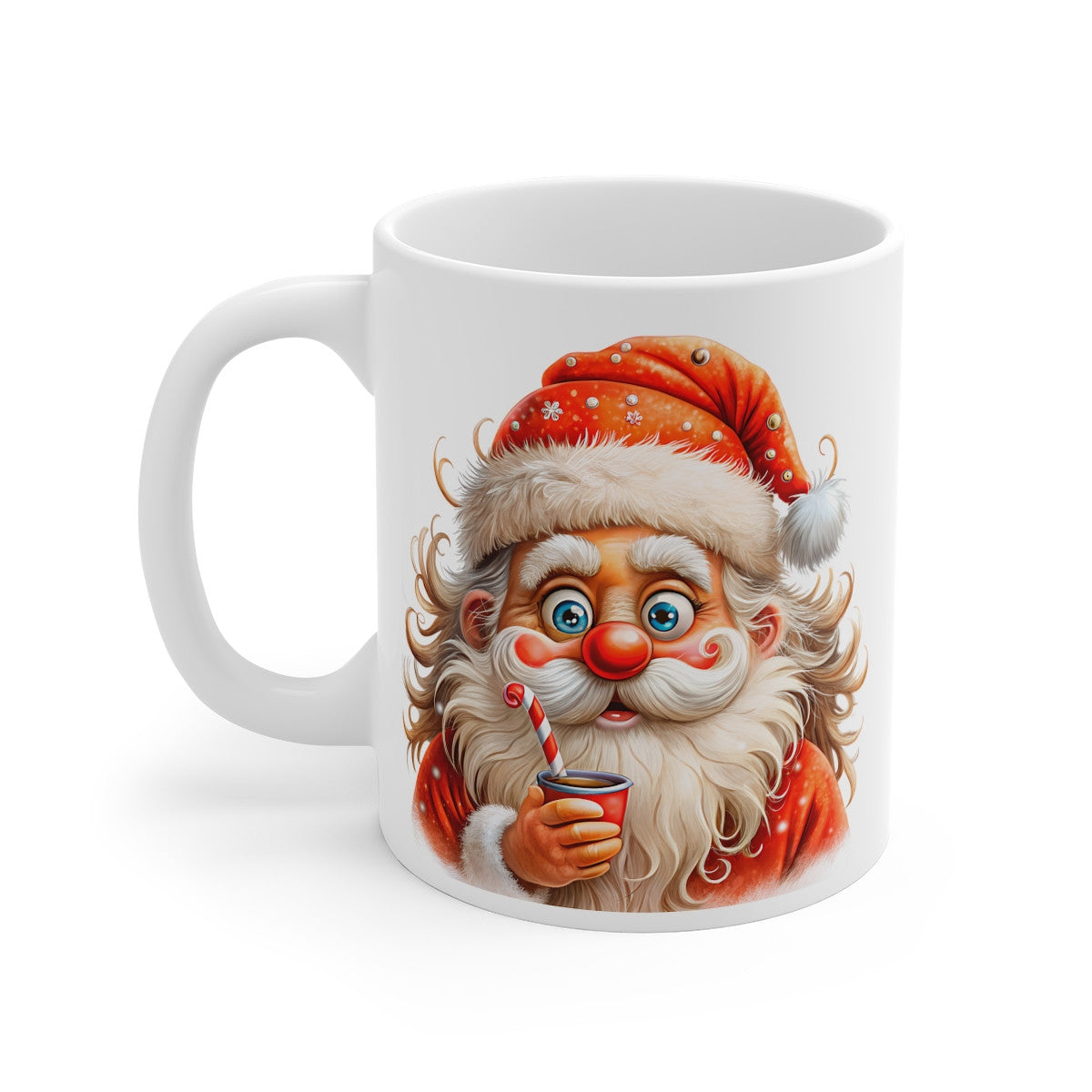 Tasse de Noël "Père Noël Festif" avec Canne en Sucre - Mug Céramique pour Moments Magiques des Fêtes