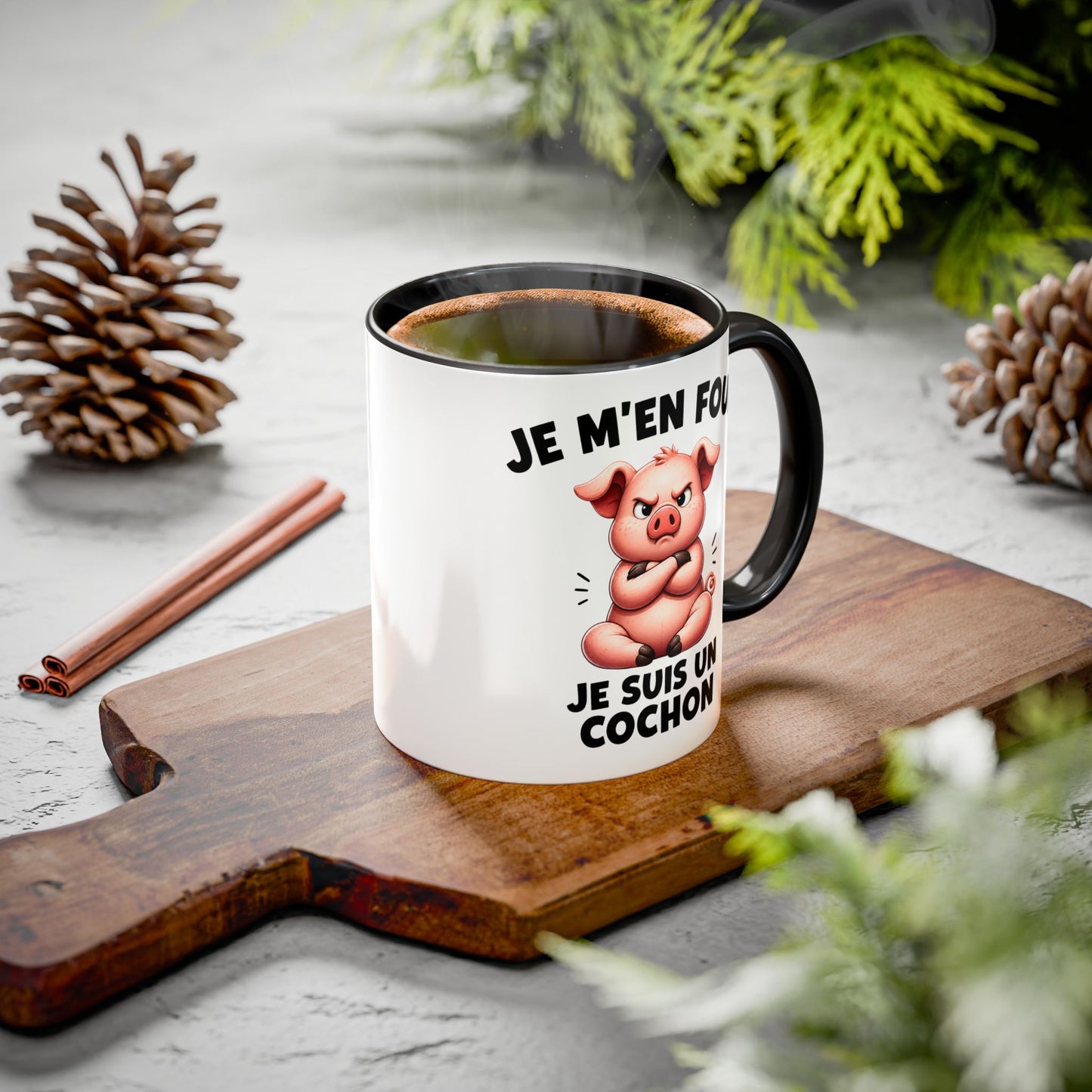 Tasse Je M’En Fous Je Suis un Cochon – Mug Cochon Humoristique – Cadeau Femme Homme Amoureux des Animaux 325ml