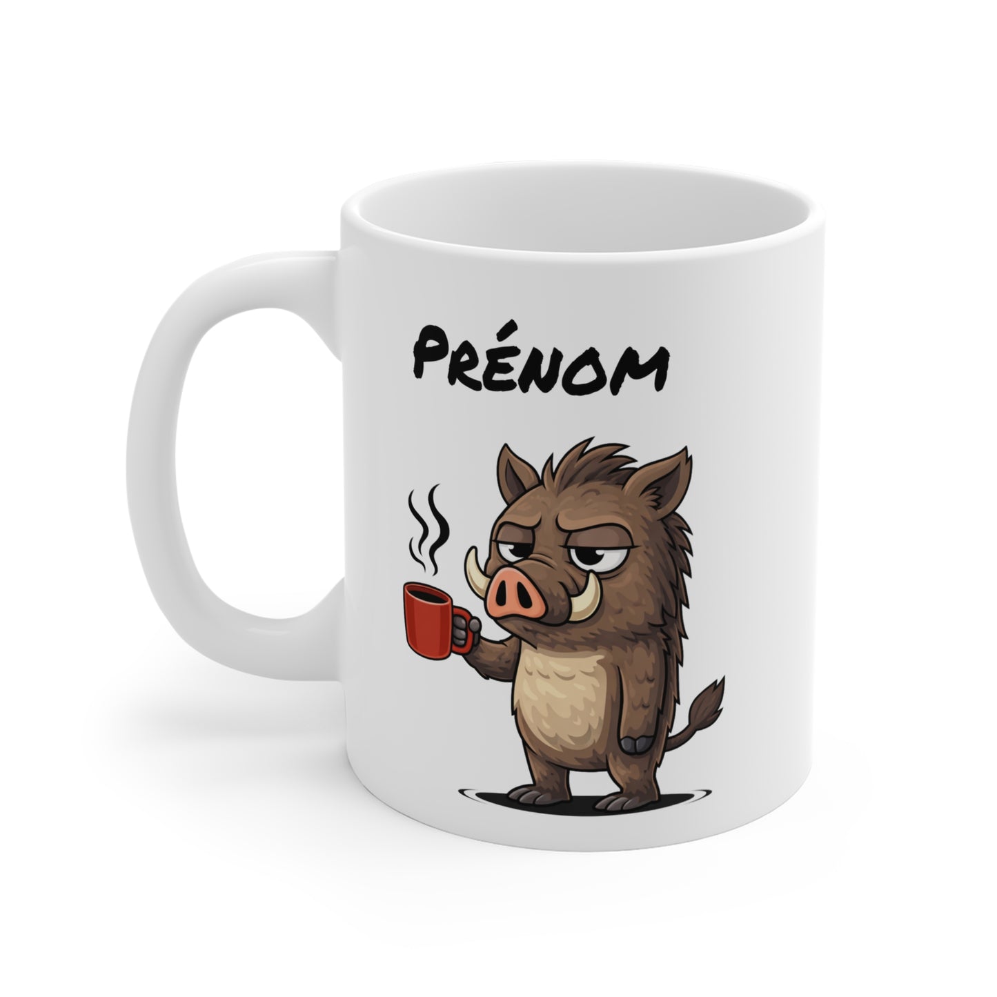 Mug Sanglier Fatigué Personnalisable 325ml – Tasse Café Humour Animal Drôle Réveil Difficile Cadeau Original
