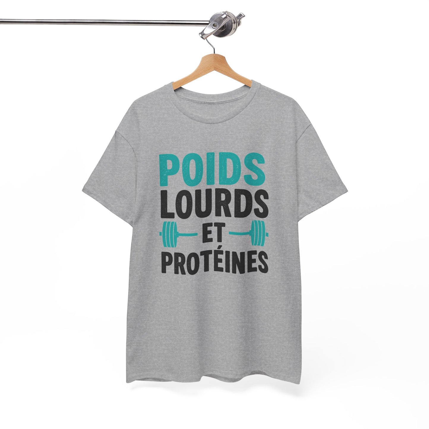 T-Shirt Musculation Homme et Femme – Fitness Protéines Poids Lourds – Salle de Sport Entraînement – Cadeau Sportif