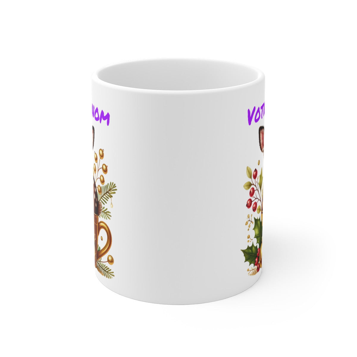 Tasse Mug Personnalisable "Prénom" avec Petit Faon de Noël en Céramique - Cadeau Festif et Unique