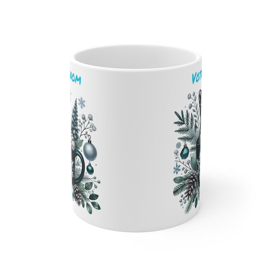 Mug Personnalisable "Prénom" avec Léopard des Neiges de Noël - Tasse en Céramique Festive et Unique
