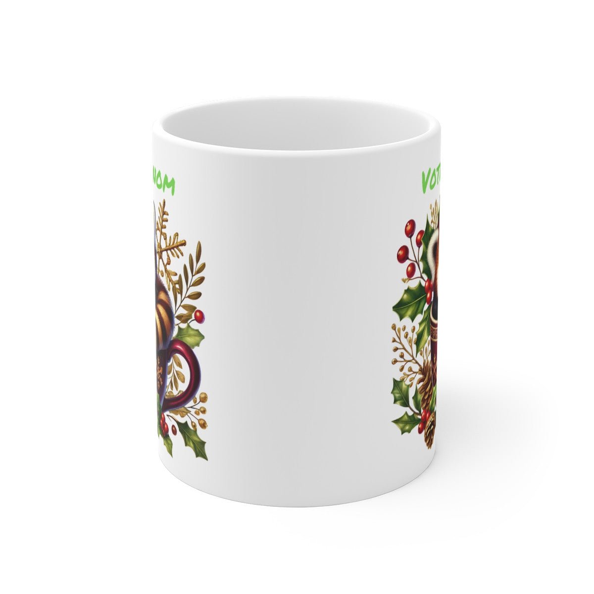 Mug Personnalisable "Prénom" avec Panda Roux de Noël - Tasse Festive en Céramique pour Enfants et Adultes