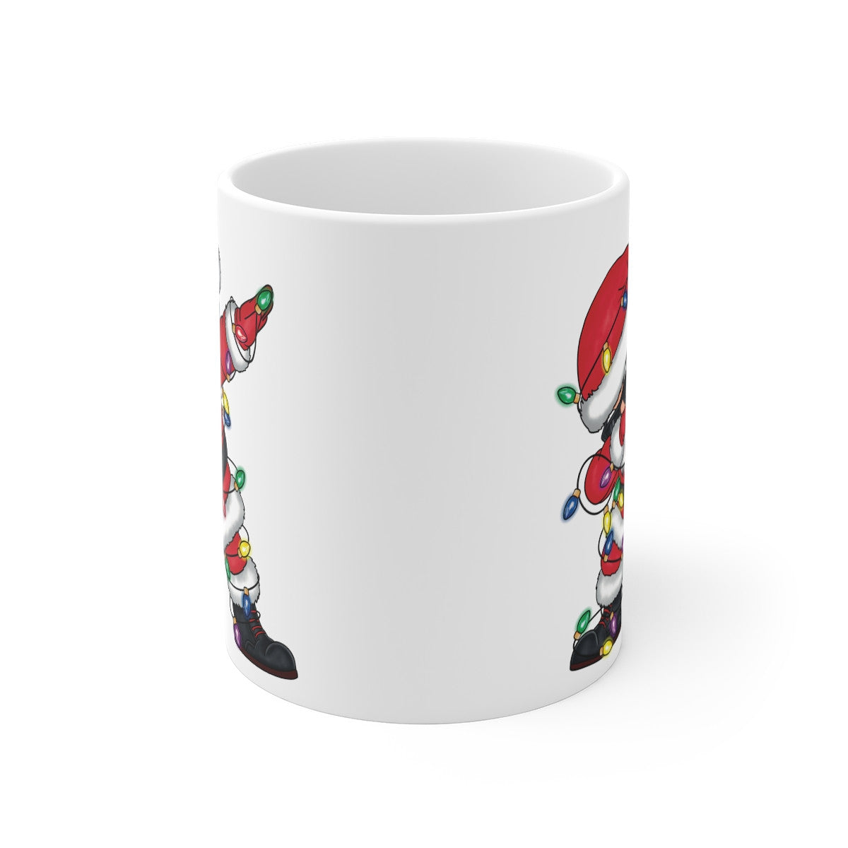 Mug Dabbing Père Noël avec Guirlande Lumineuse - Tasse en Céramique de Noël - Cadeau Festif pour Enfants et Adultes