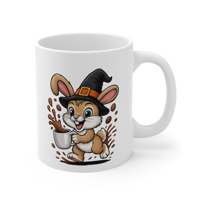 Mug Céramique Lapin Sorcier Café – Tasse Halloween Animaux Mignonne 325ml – Cadeau Original Thé Chocolat