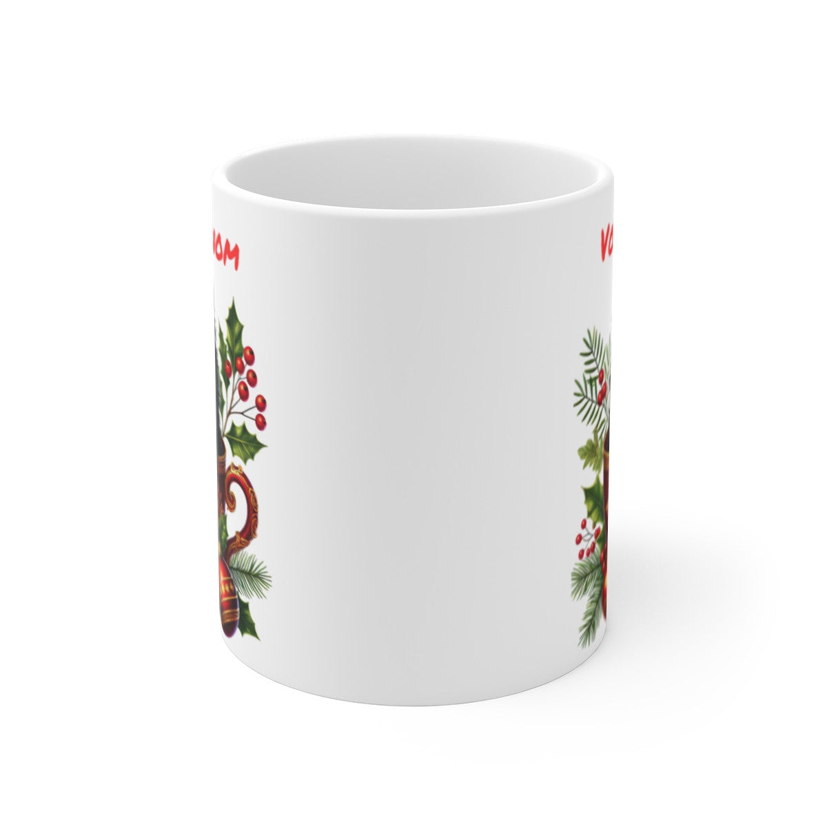 Mug Personnalisable "Prénom" avec Chat Noir de Noël - Tasse en Céramique pour Enfants et Adultes