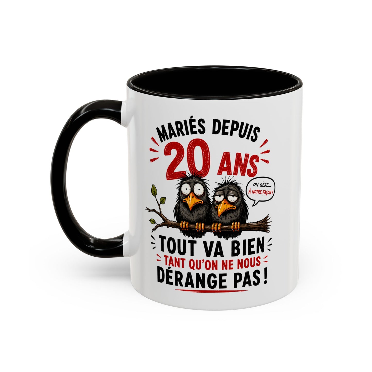 Tasse Mariés Depuis 20 Ans – Mug Humour Anniversaire de Mariage Homme Femme – Cadeau Couple 20 Ans de Mariage 325 ml