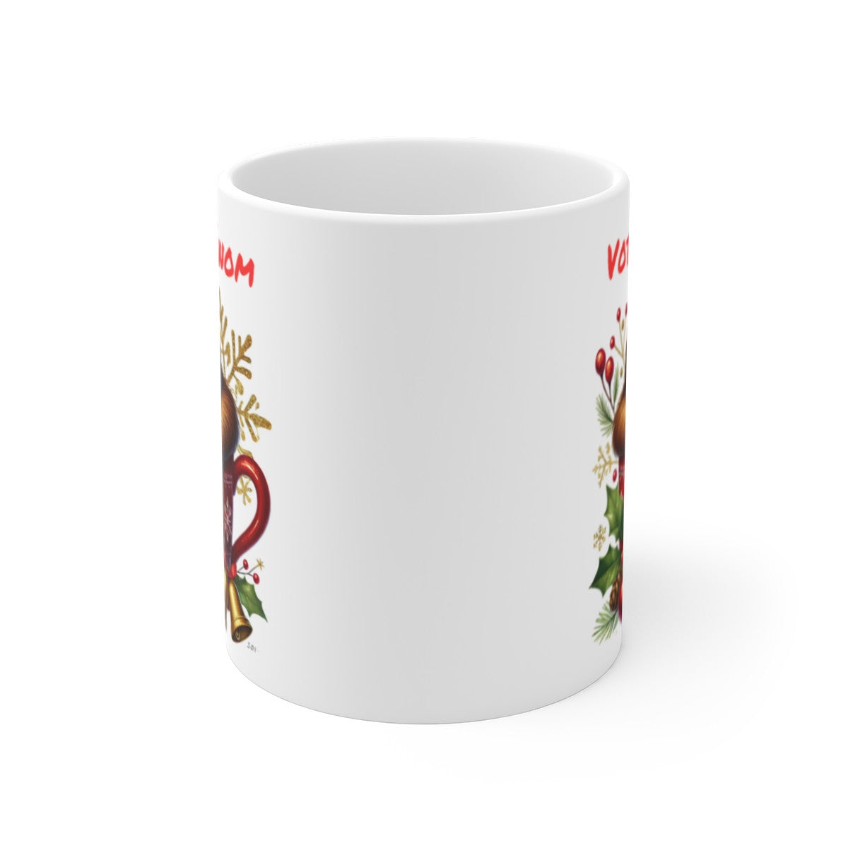 Mug Personnalisé Paresseux en Céramique - Cadeau de Noël avec Prénom - Tasse Festive pour Enfants et Adultes