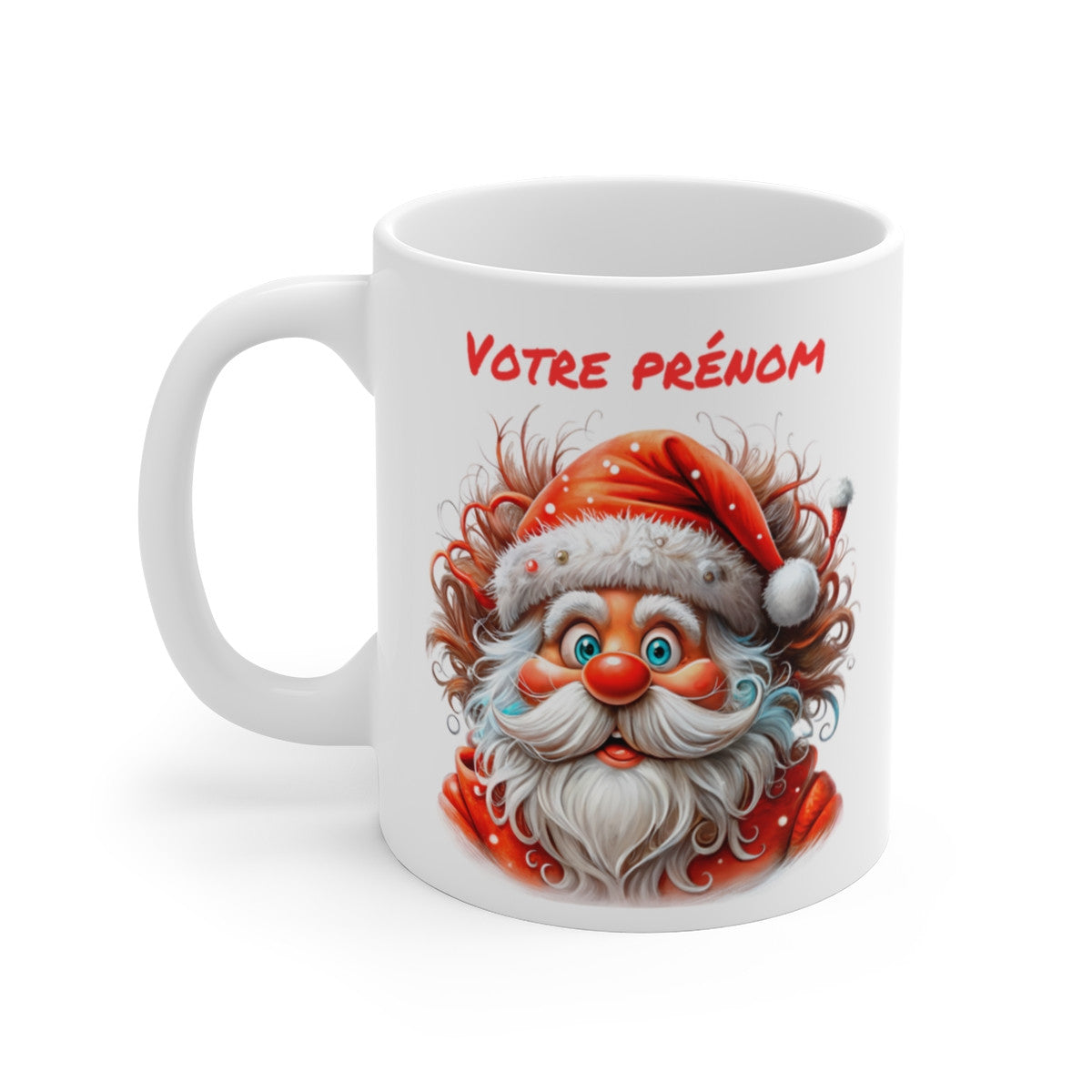 Mug Personnalisé de Noël avec Père Noël Amusant - Tasse en Céramique Festive avec Prénom - Idée Cadeau Unique et Joyeuse