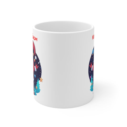 Mug Personnalisé de Noël avec Père Noël Galactique - Tasse en Céramique avec Prénom - Cadeau Festif et Fantastique