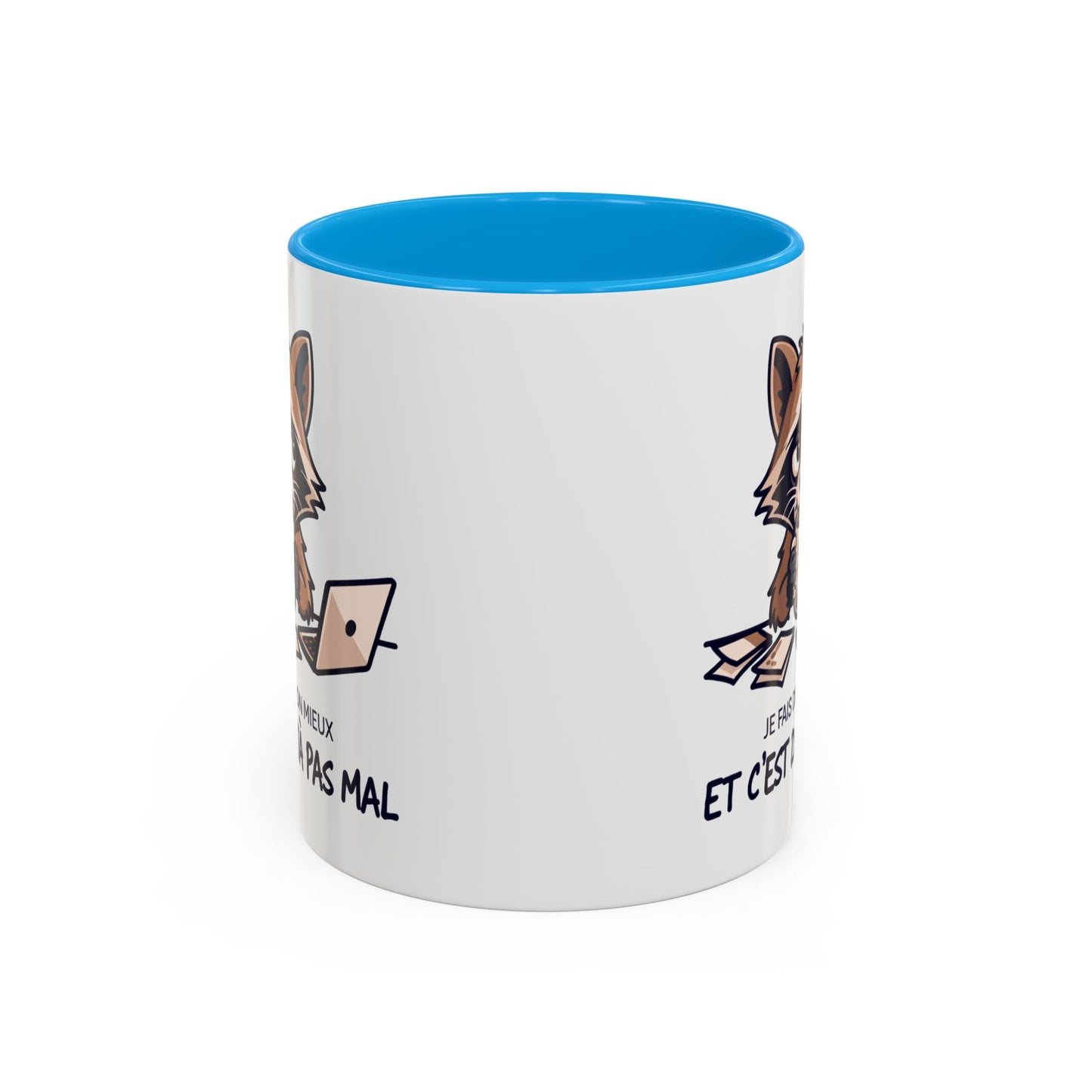 Mug Humoristique Raton Laveur – Je fais de mon mieux et c’est déjà pas mal – Tasse Café Motivation Positive 325ml