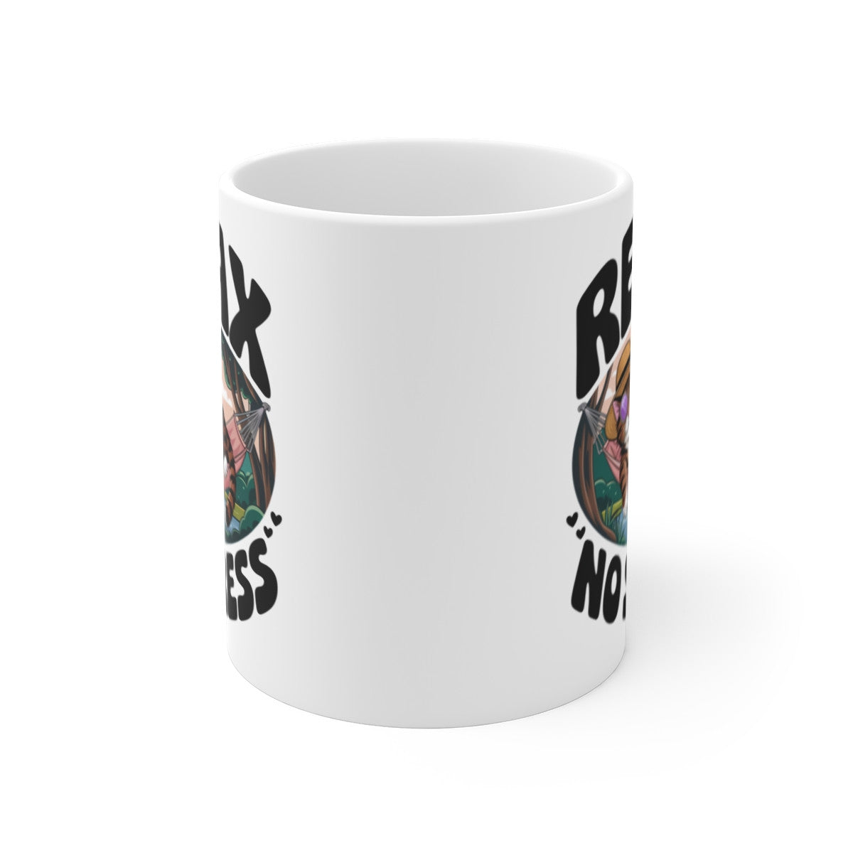 Mug Tasse Animal Relax "No Stress" avec Chat Détendu – Tasse en Céramique Anti-Stress –Idée Cadeau Originale
