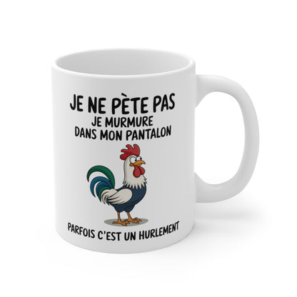 Mug  Tasse Humour "Je ne pète pas, je murmure" - Tasse Drôle avec Coq - Idée Cadeau Originale et Rigolote