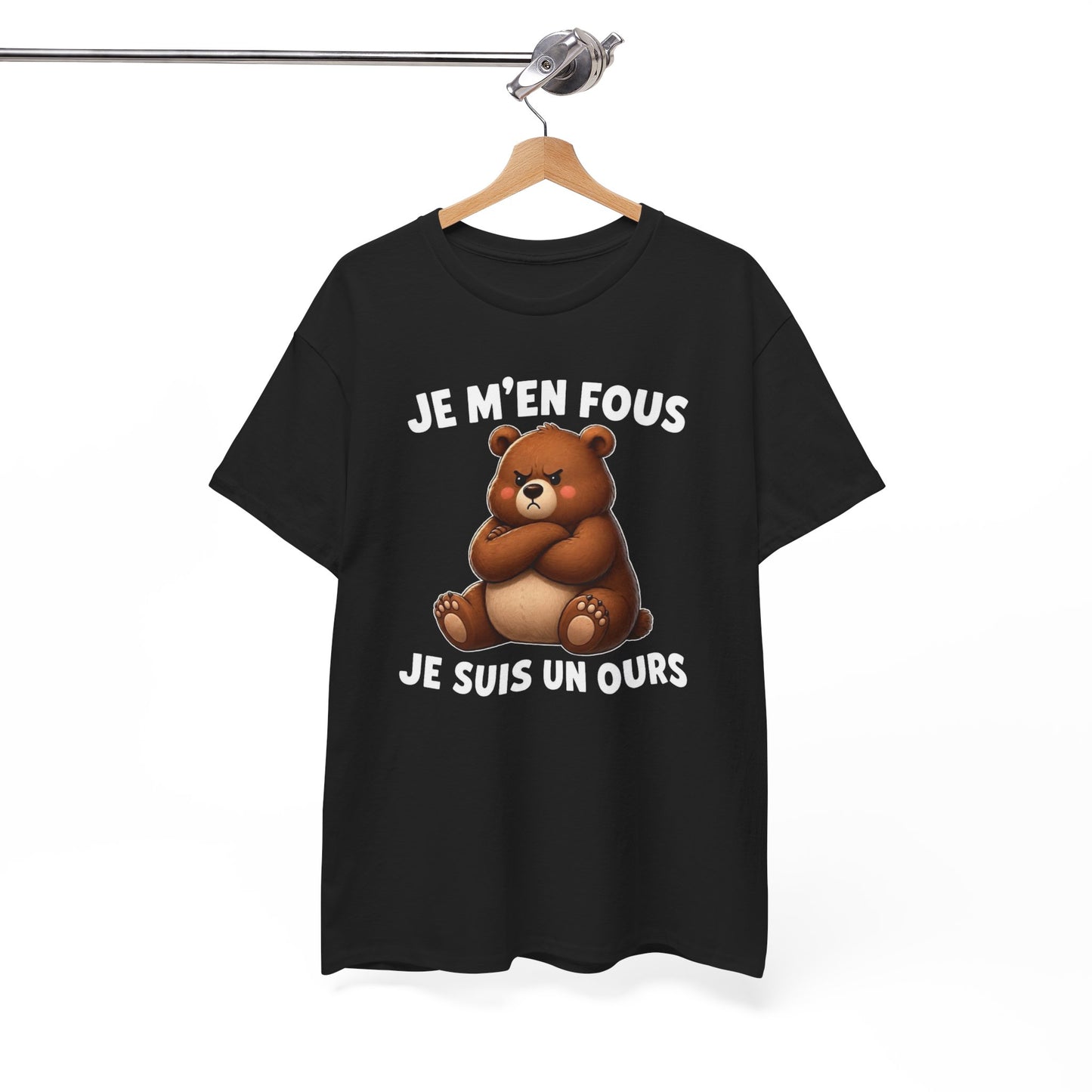 Tee Shirt Je M’En Fous Je Suis Un Ours – T-Shirt Humour Ours Grincheux – Cadeau Homme Femme Animal Mignon et Sarcastique