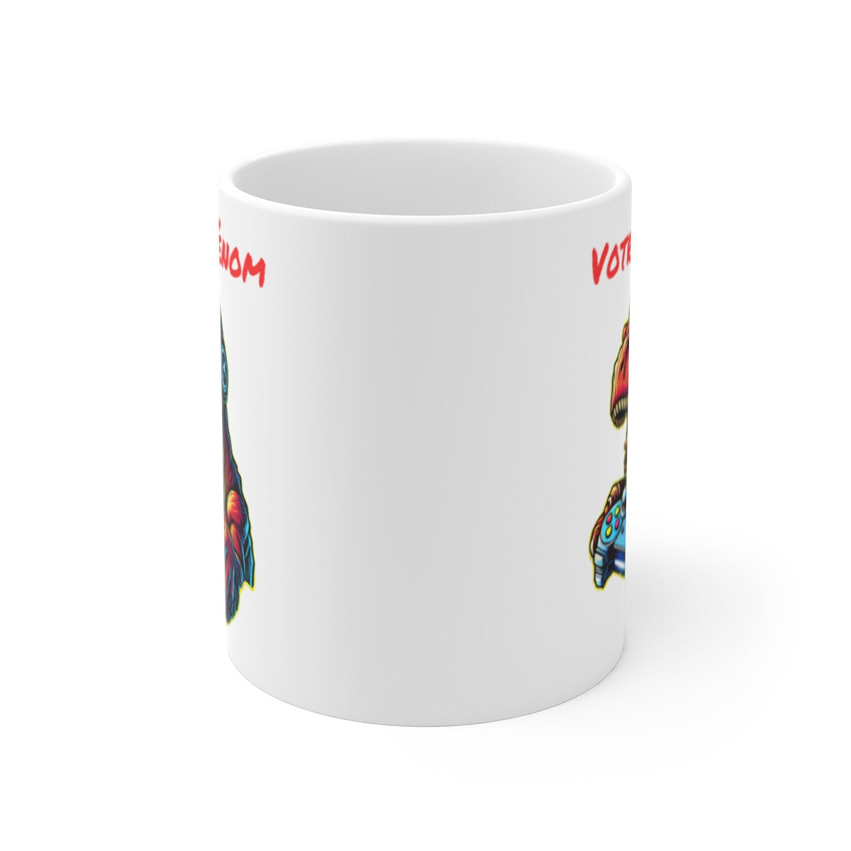 Mug Gamer T-Rex Personnalisé - Tasse Dino avec Manette - Cadeau Fun pour les Amateurs de Jeux Vidéo