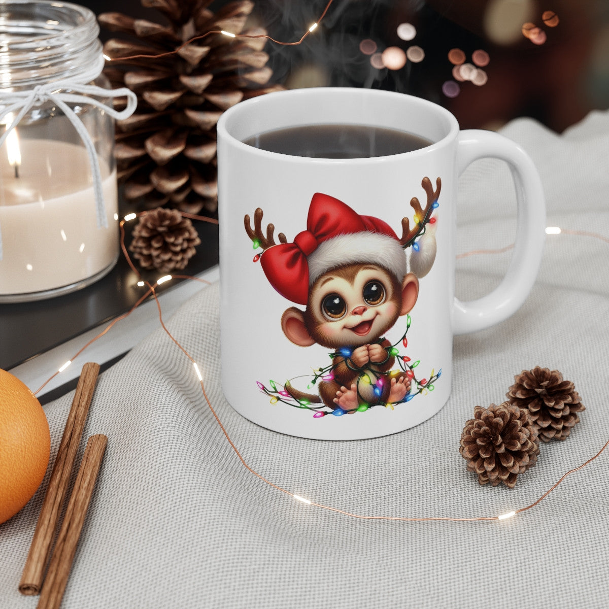 Mug Singe Renne de Noël - Tasse Mignonne et Festive - Idée Cadeau pour les Amateurs de Noël