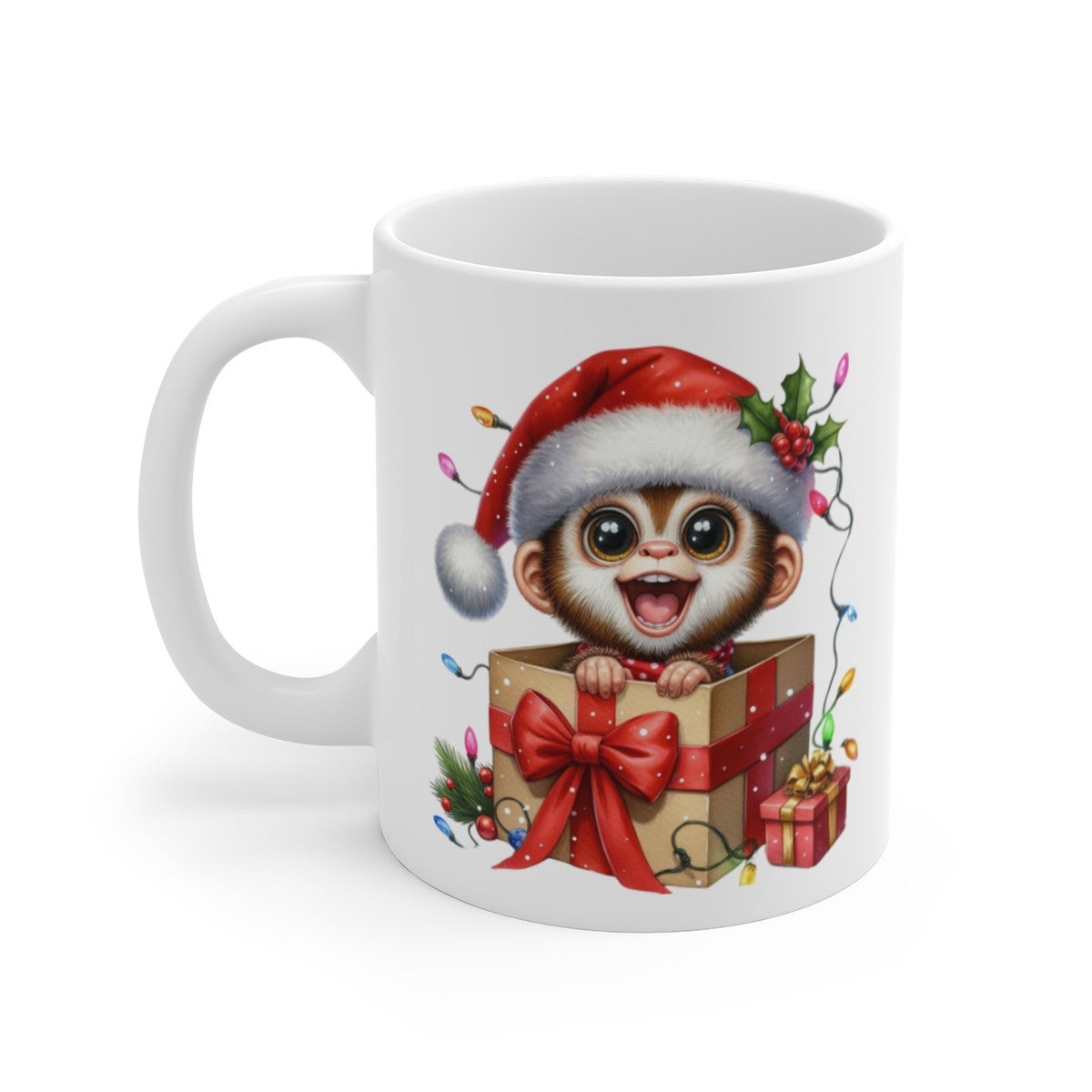 Mug Singe de Noël en Boîte Cadeau - Tasse Festive et Mignonne - Idée Cadeau pour les Fêtes