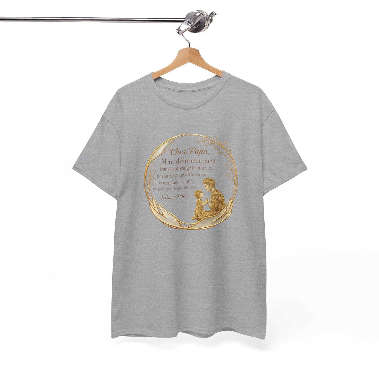 T-Shirt Cadeau Papa Texte Émotionnel – Tee Shirt Fête des Pères Original – Message Amour Papa Élégant