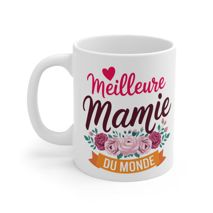 Mug "Meilleure Mamie du Monde" - Tasse Cadeau pour Mamie - Design Floral et Élégant