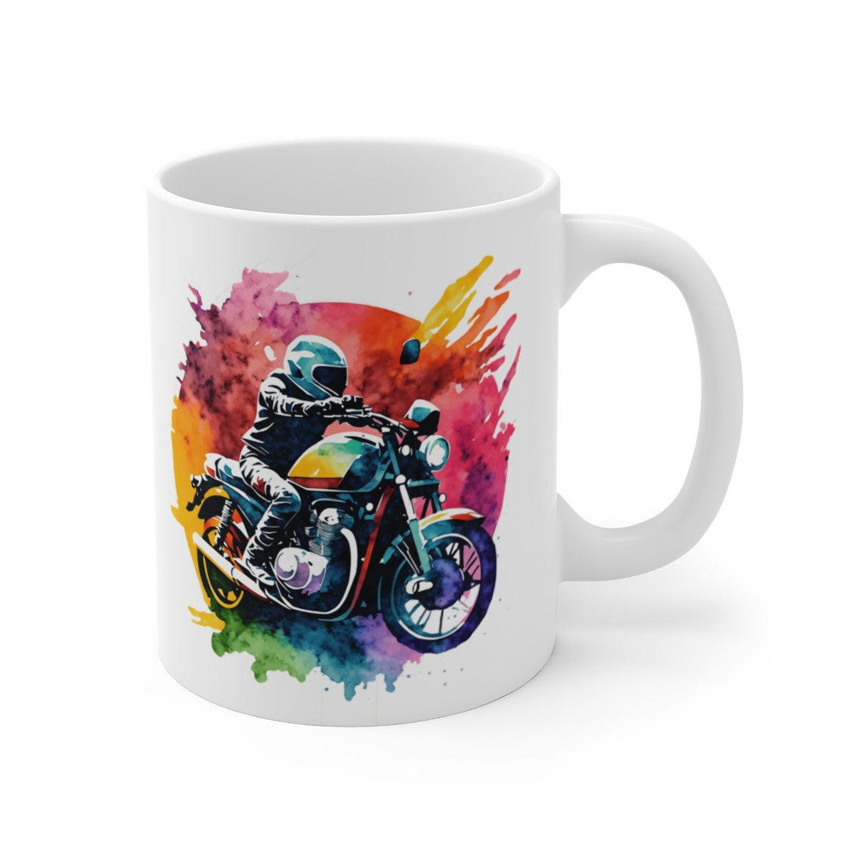 Mug Moto Artistique - Tasse pour Passionnés de Motos - Design Dynamique et Coloré