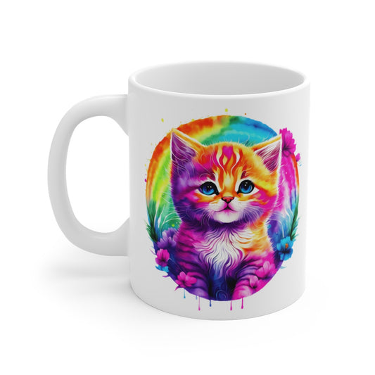 Mug Chaton Coloré - Tasse Artistique et Vibrante - Cadeau Idéal pour les Amoureux des Chats