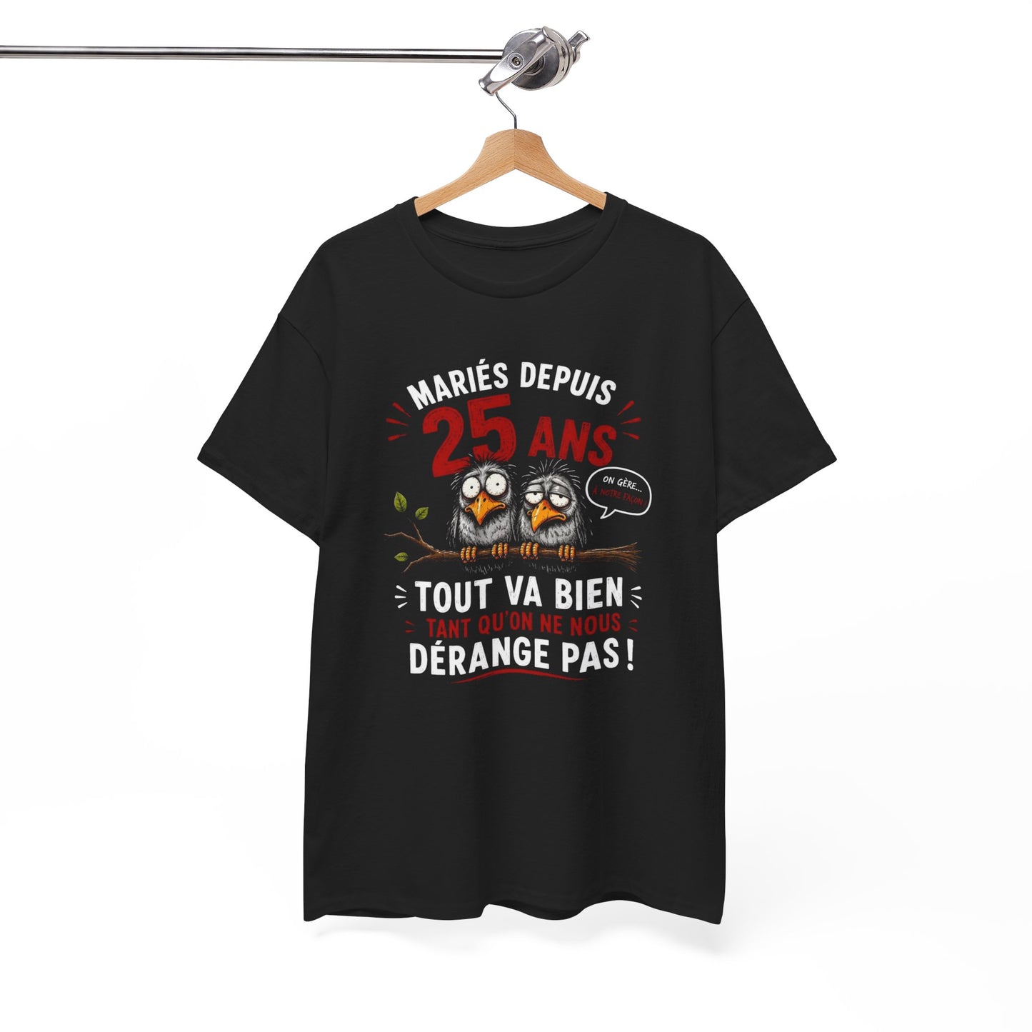 Tee-Shirt Homme Femme Mariés Depuis 25 Ans – Cadeau Anniversaire de Mariage Noces d’Argent – Humour Couple Original