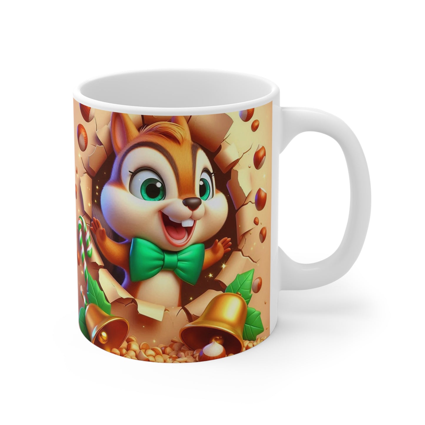 Tasse Écureuil Noël – Mug Céramique 325ml – Cadeau Hiver Festif Animaux Mignons