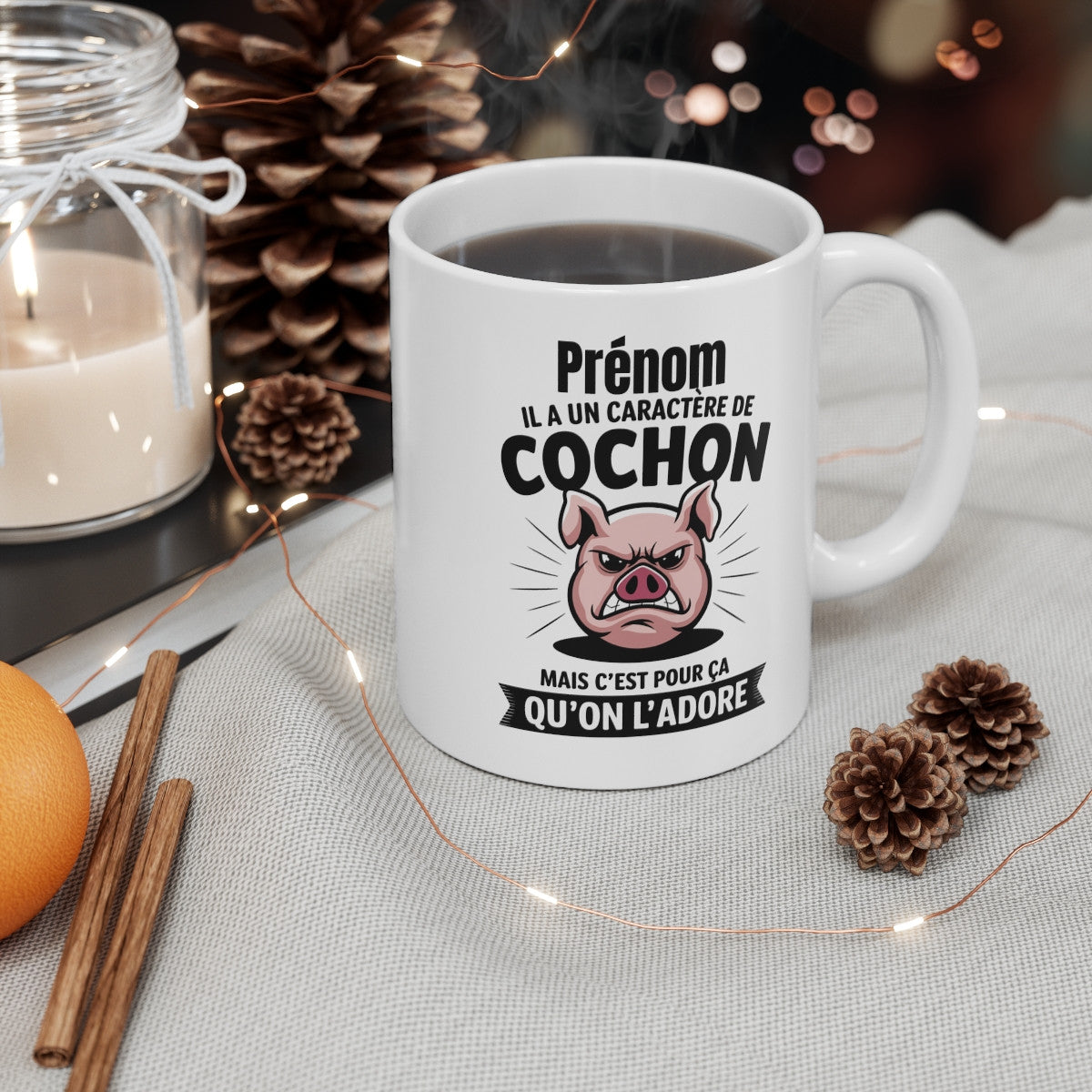 Mug "Caractère de Cochon - Qu'on l'Adore" - Tasse Humoristique et Originale